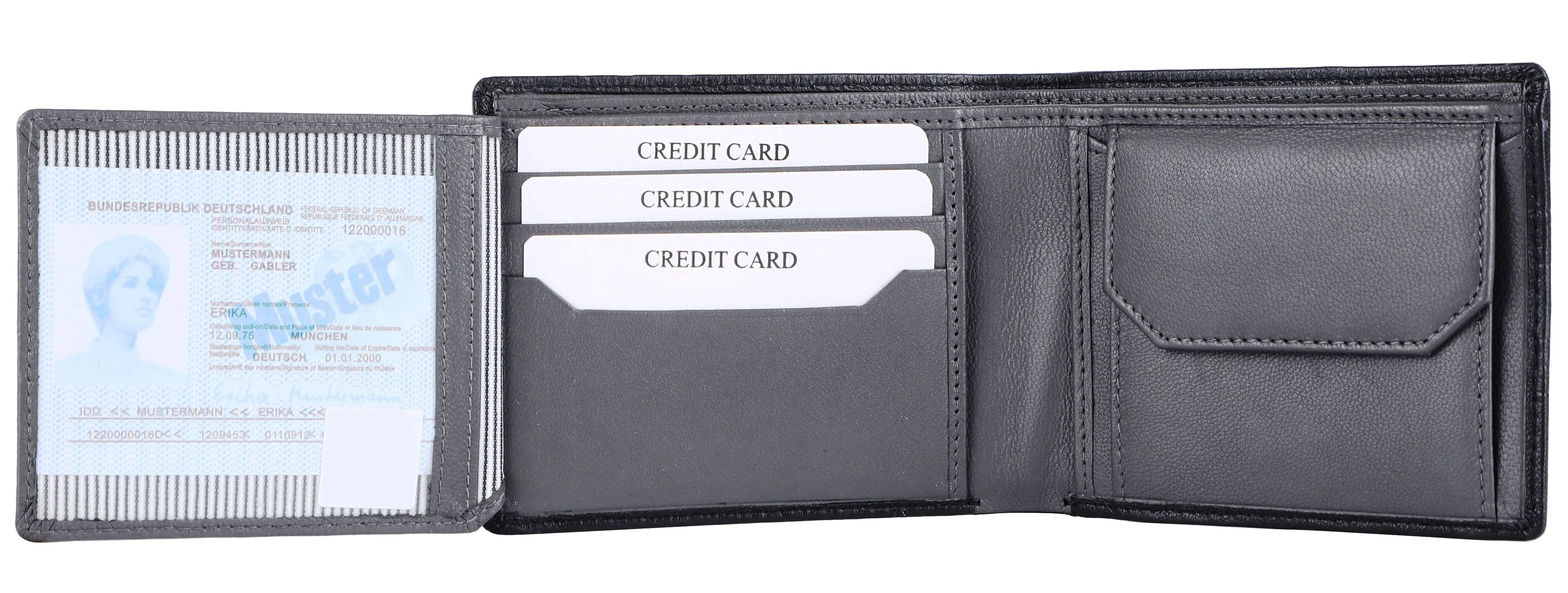 MENS LEATHER WALLET (RFID) 93703 (BLACK)