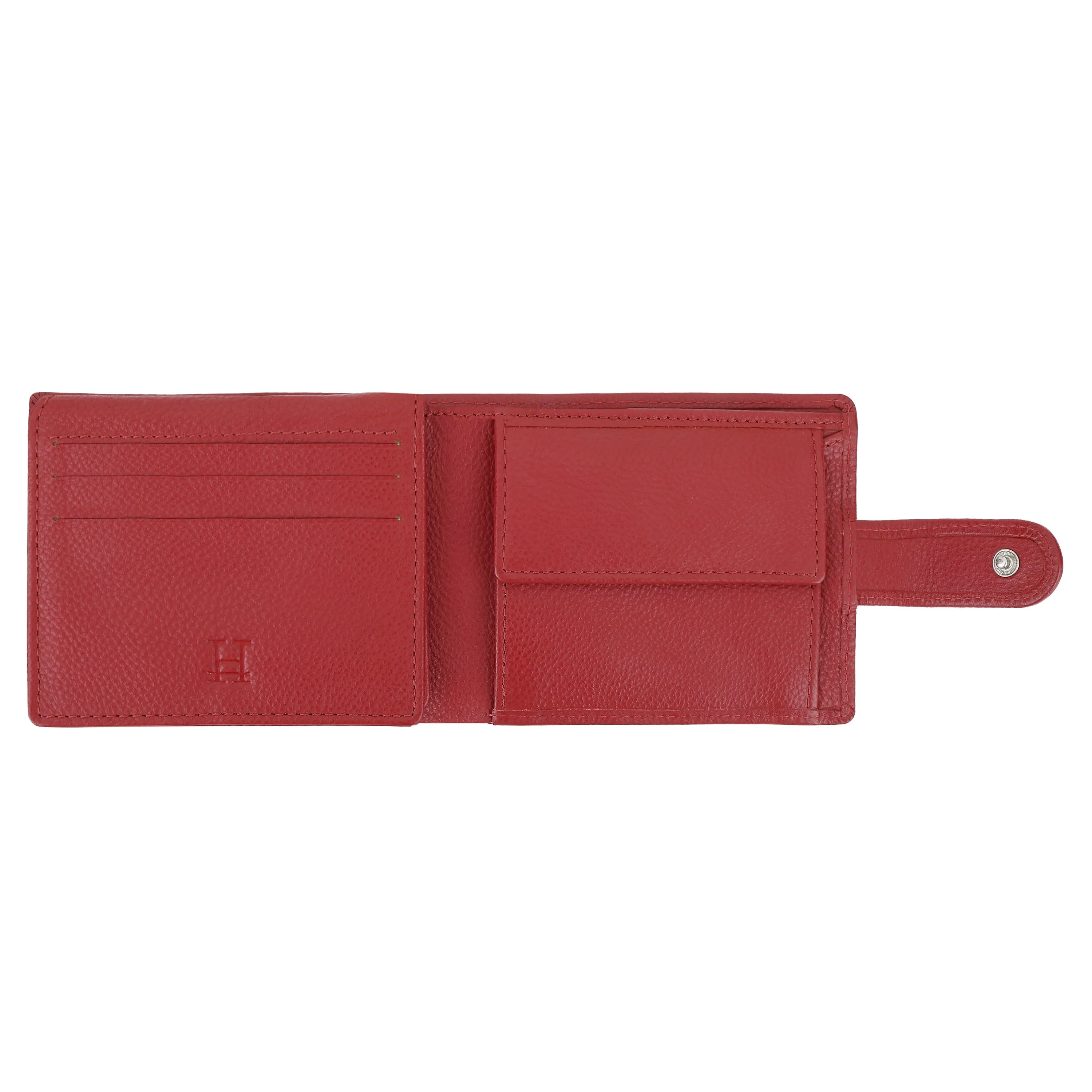 Men's Red Leather Fold Wallet - Hiroshi