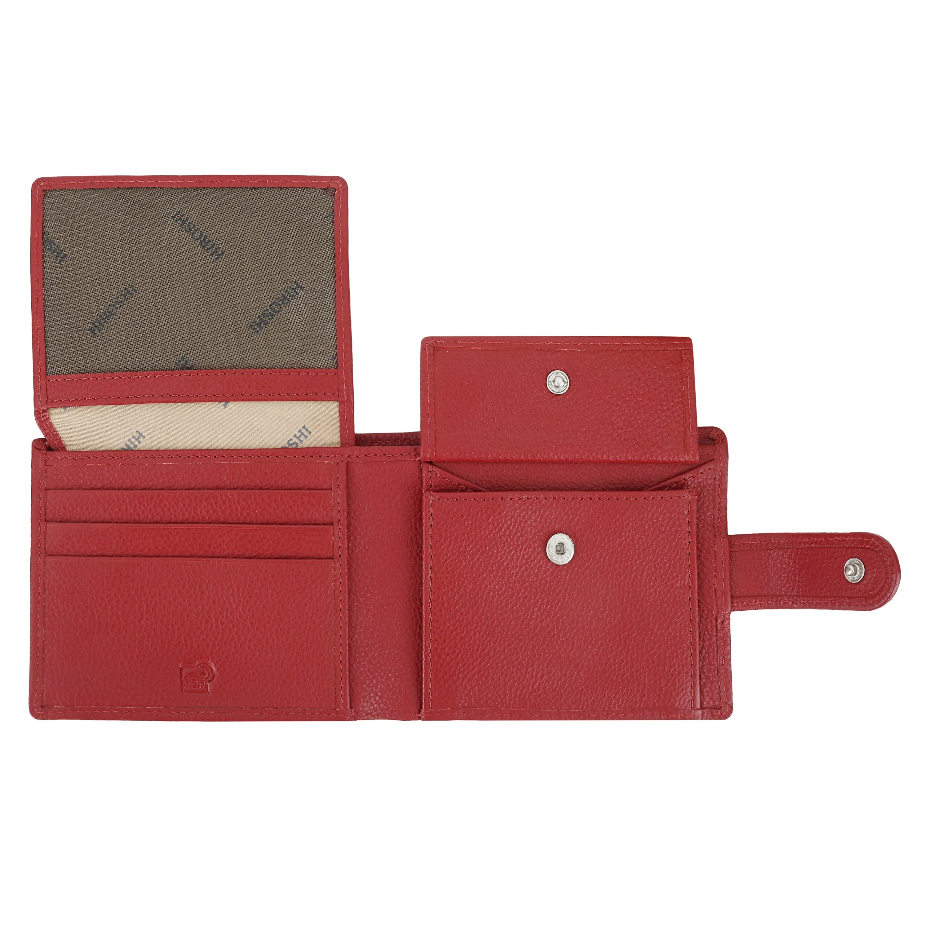 Men's Red Leather Fold Wallet - Hiroshi