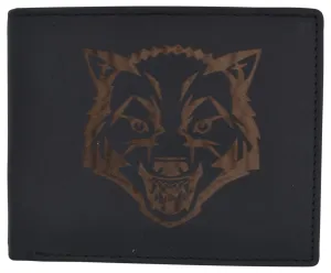 Mens Wolf Logo RFID Blocking Genuine Leather Card ID Bifold Wallet /53HTC Wolf