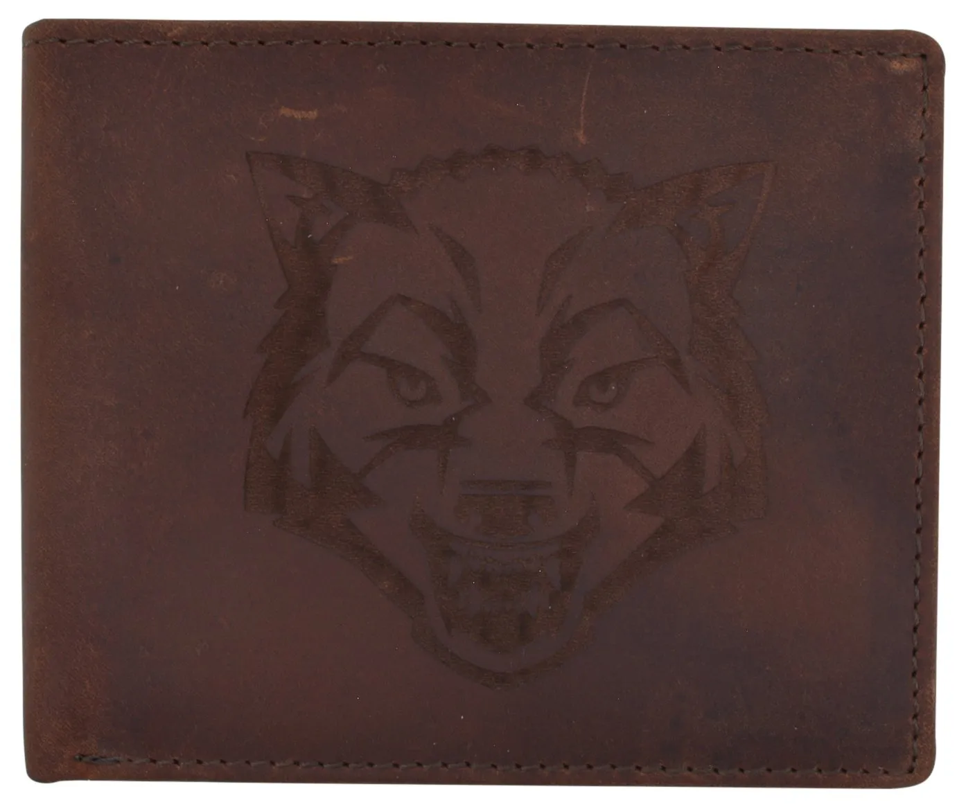 Mens Wolf Logo RFID Blocking Genuine Leather Card ID Bifold Wallet /53HTC Wolf