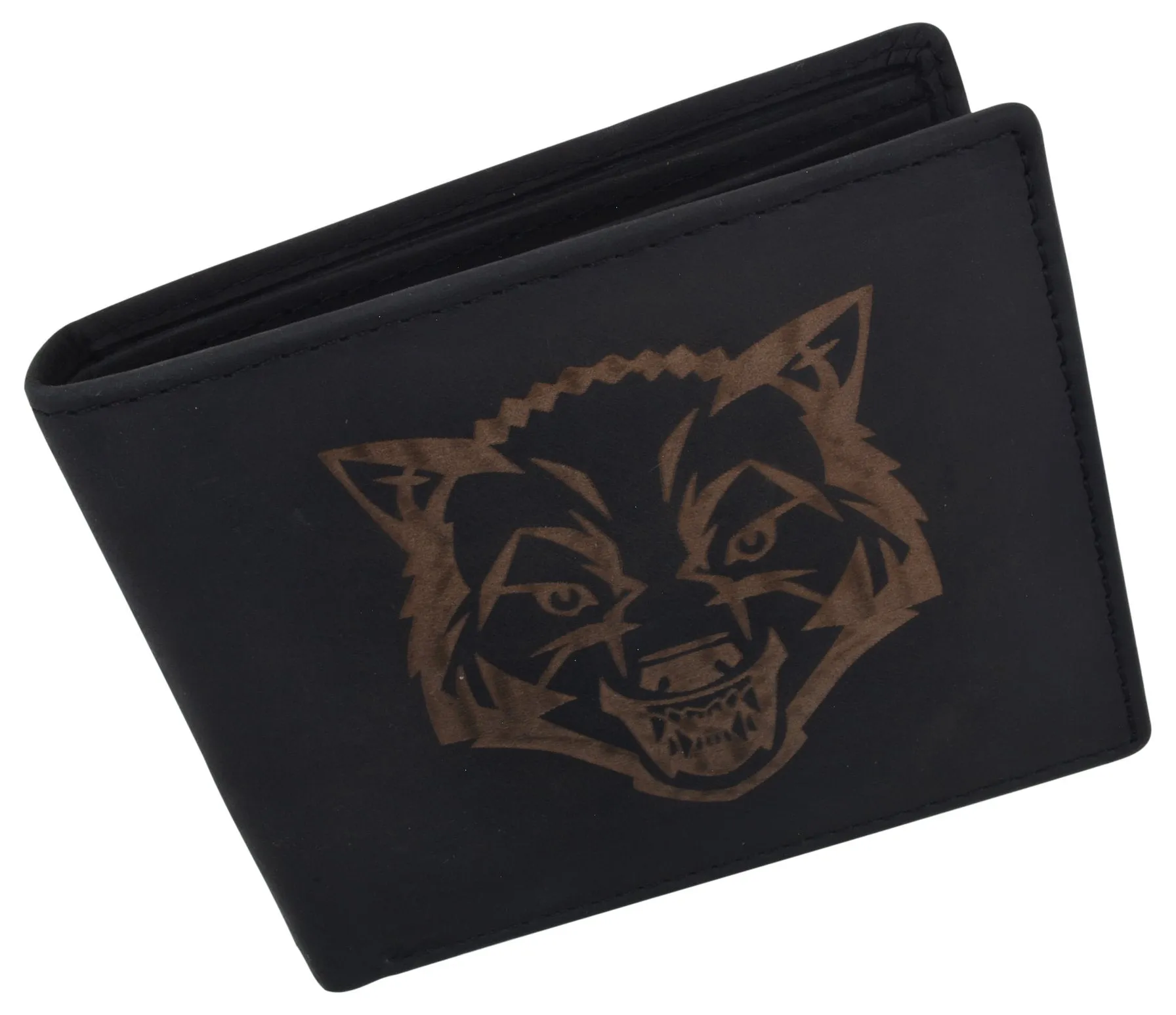 Mens Wolf Logo RFID Blocking Genuine Leather Card ID Bifold Wallet /53HTC Wolf