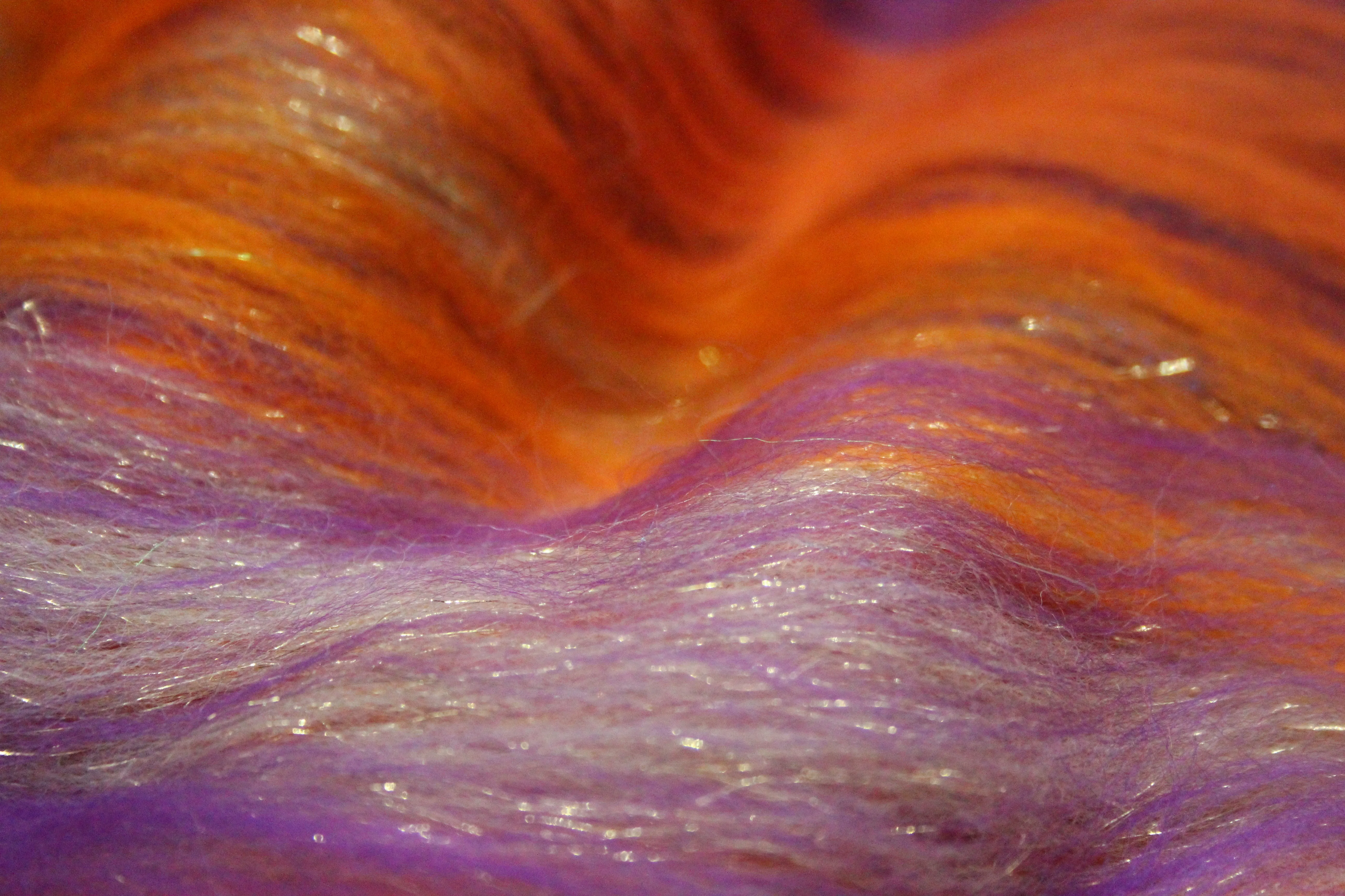 Merino Art Batt  - Orange Purple - 96 grams 3.3 oz - Wool for felting, spinning and weaving