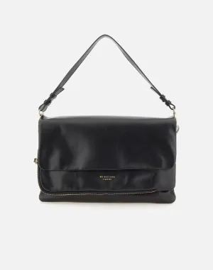 Miami Leather Shoulder Bag in Black