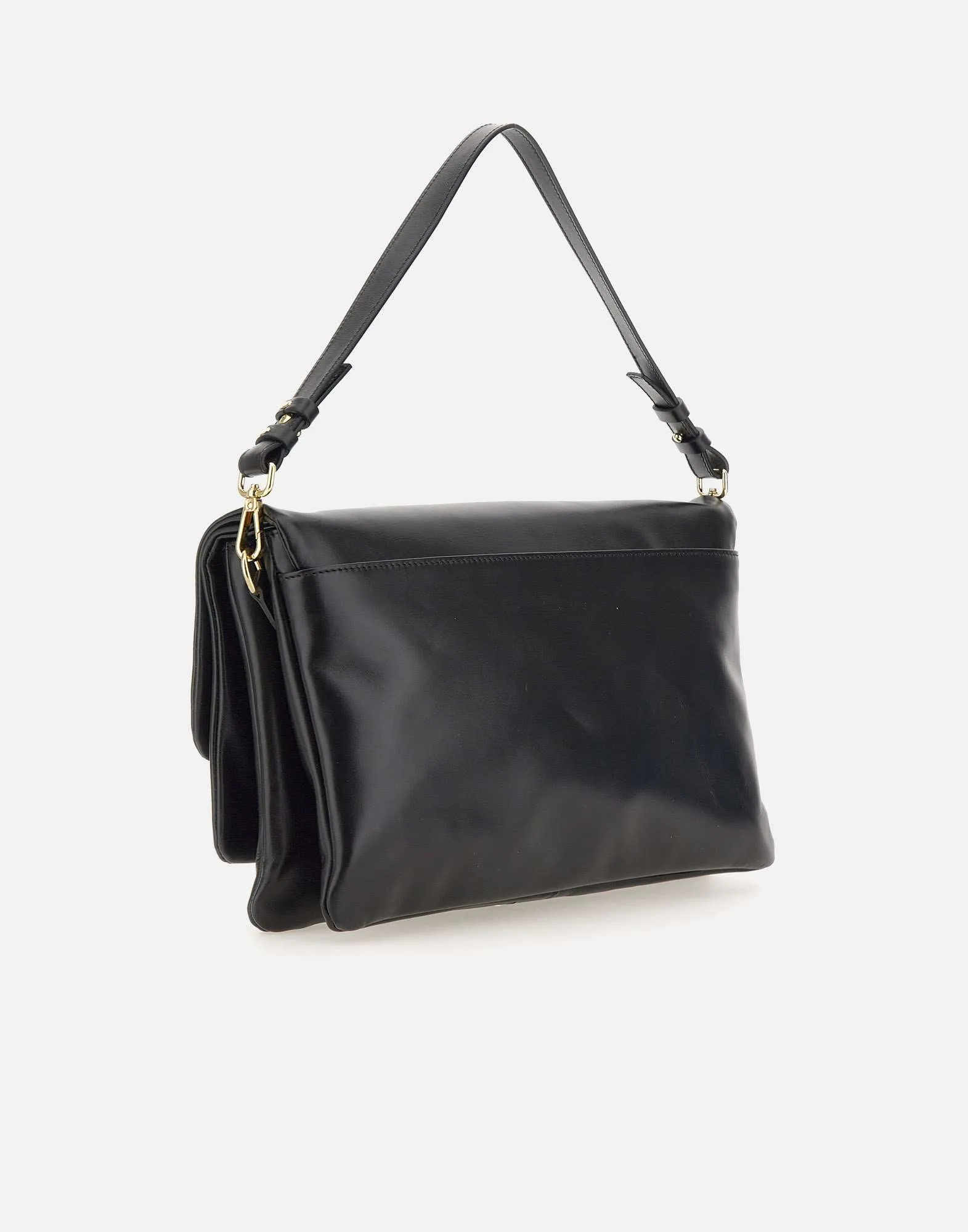 Miami Leather Shoulder Bag in Black