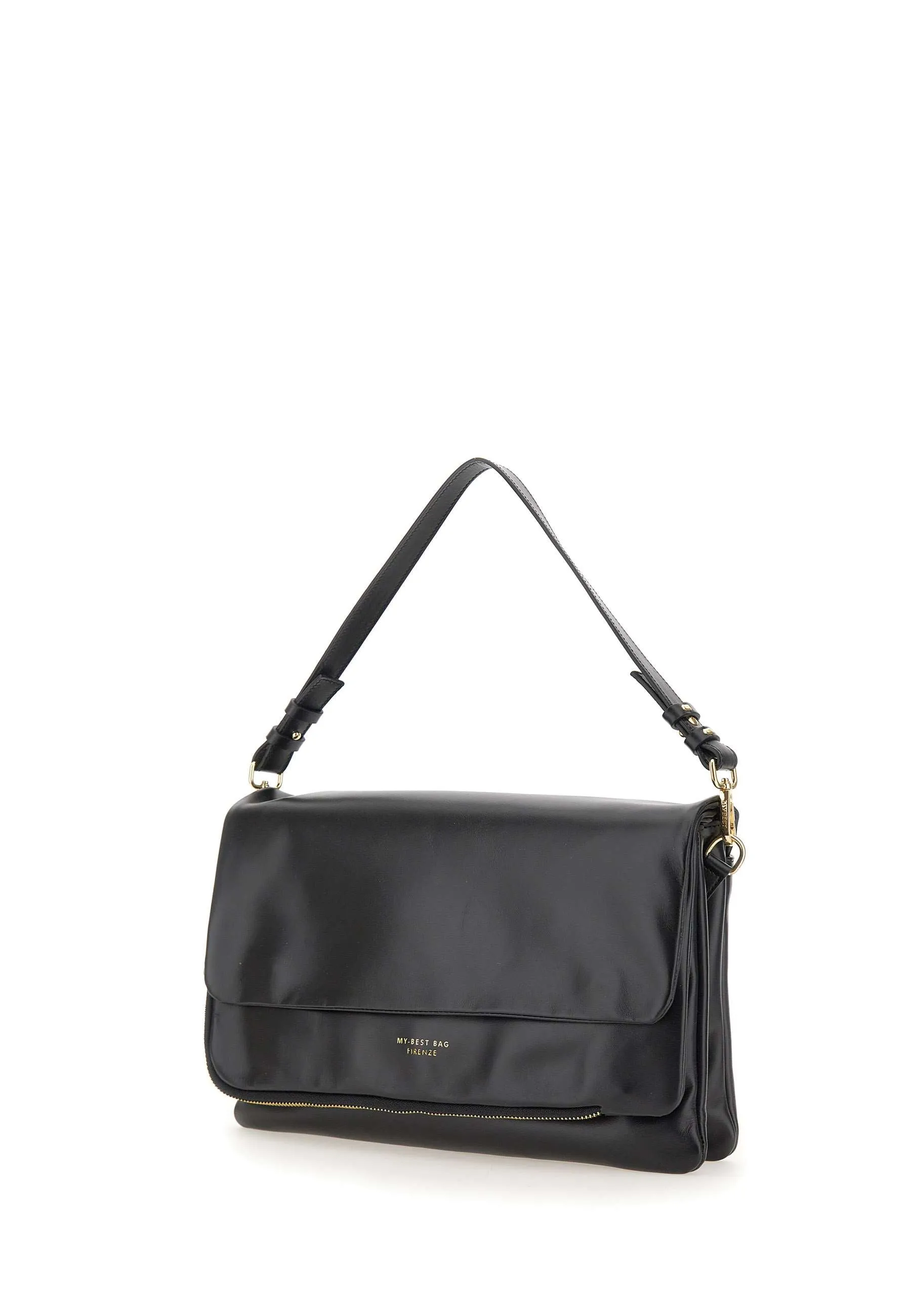 Miami Leather Shoulder Bag in Black