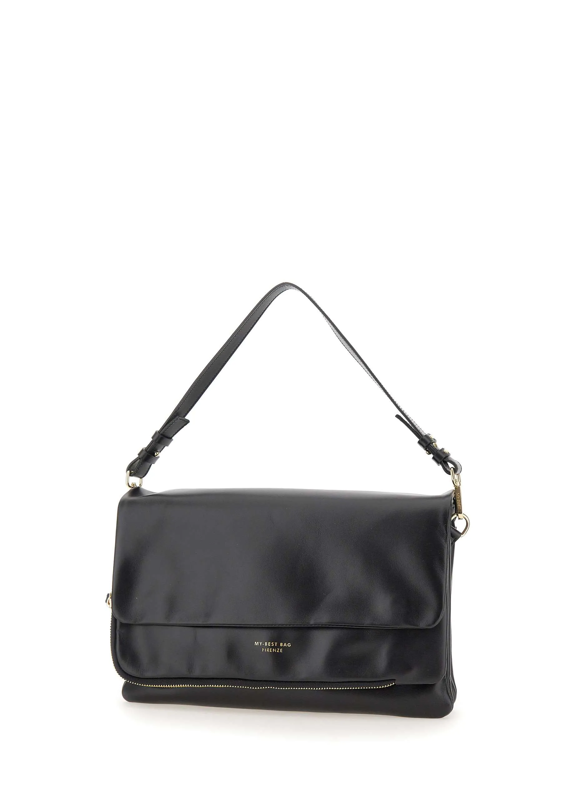 Miami Leather Shoulder Bag in Black