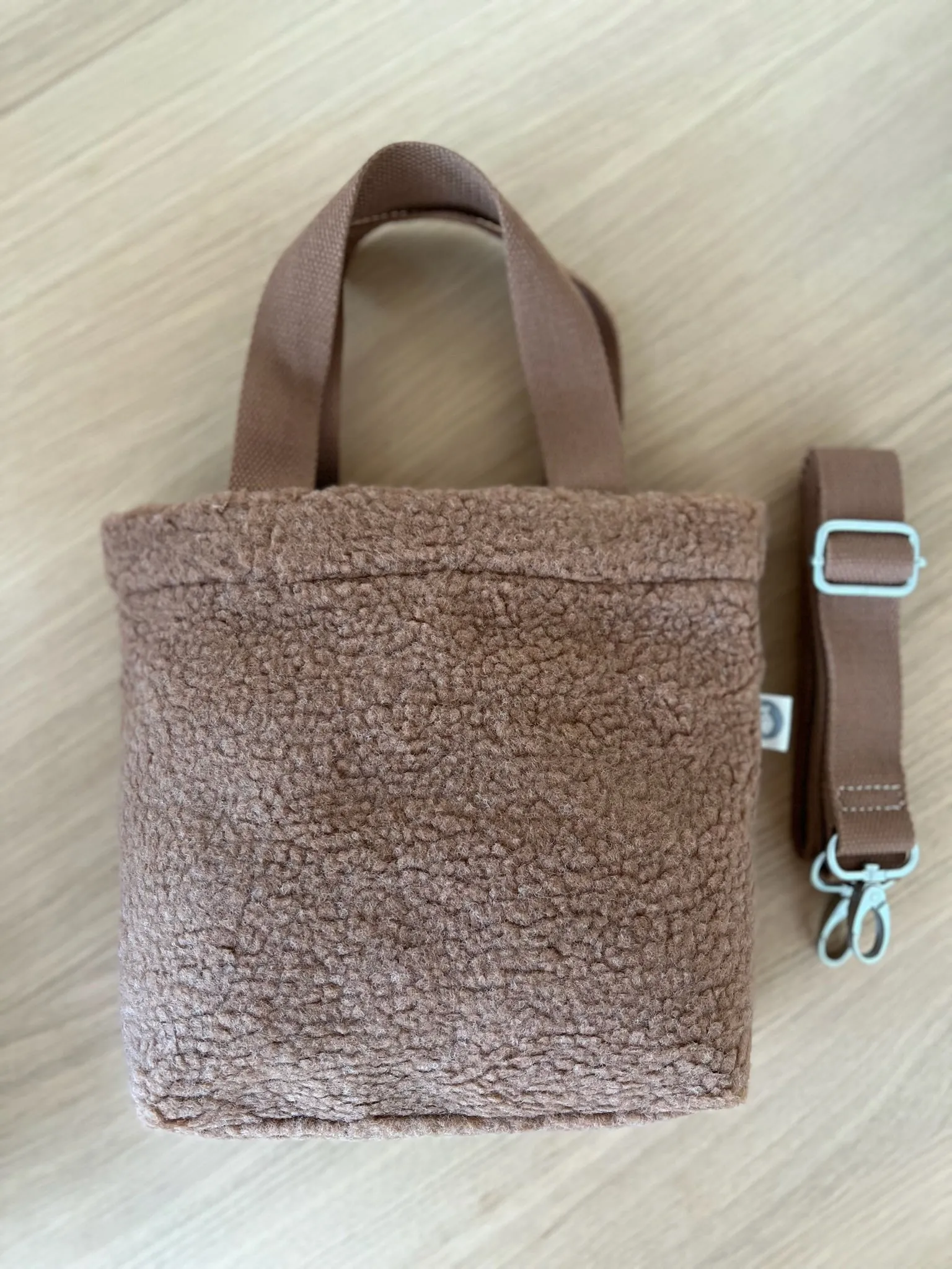 Midi Town Crossbody Bag: Mocha Sherpa