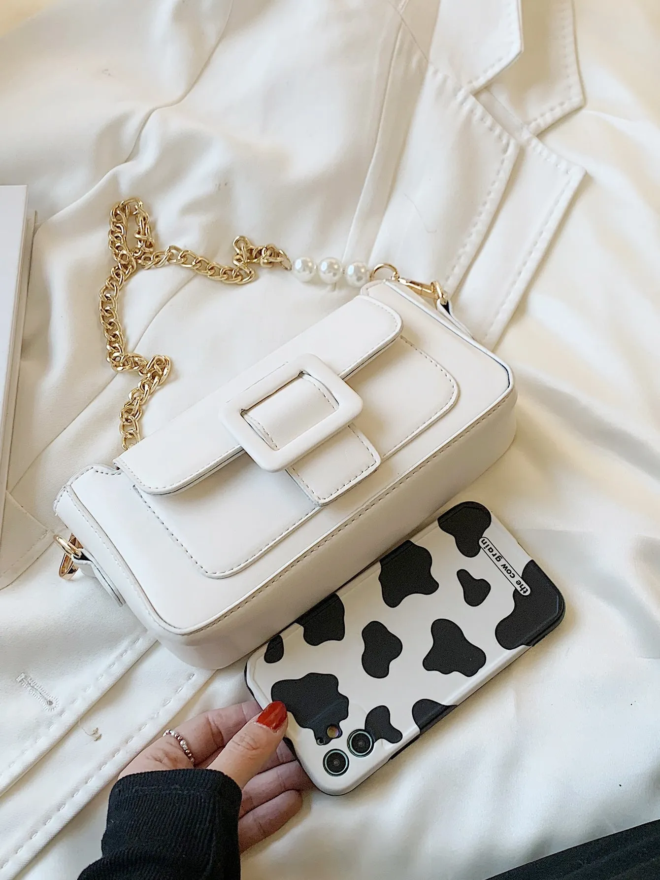 Minimalist Buckle Decor Chain Bag