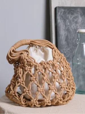 Minimalist Straw Bag With Inner Pouch