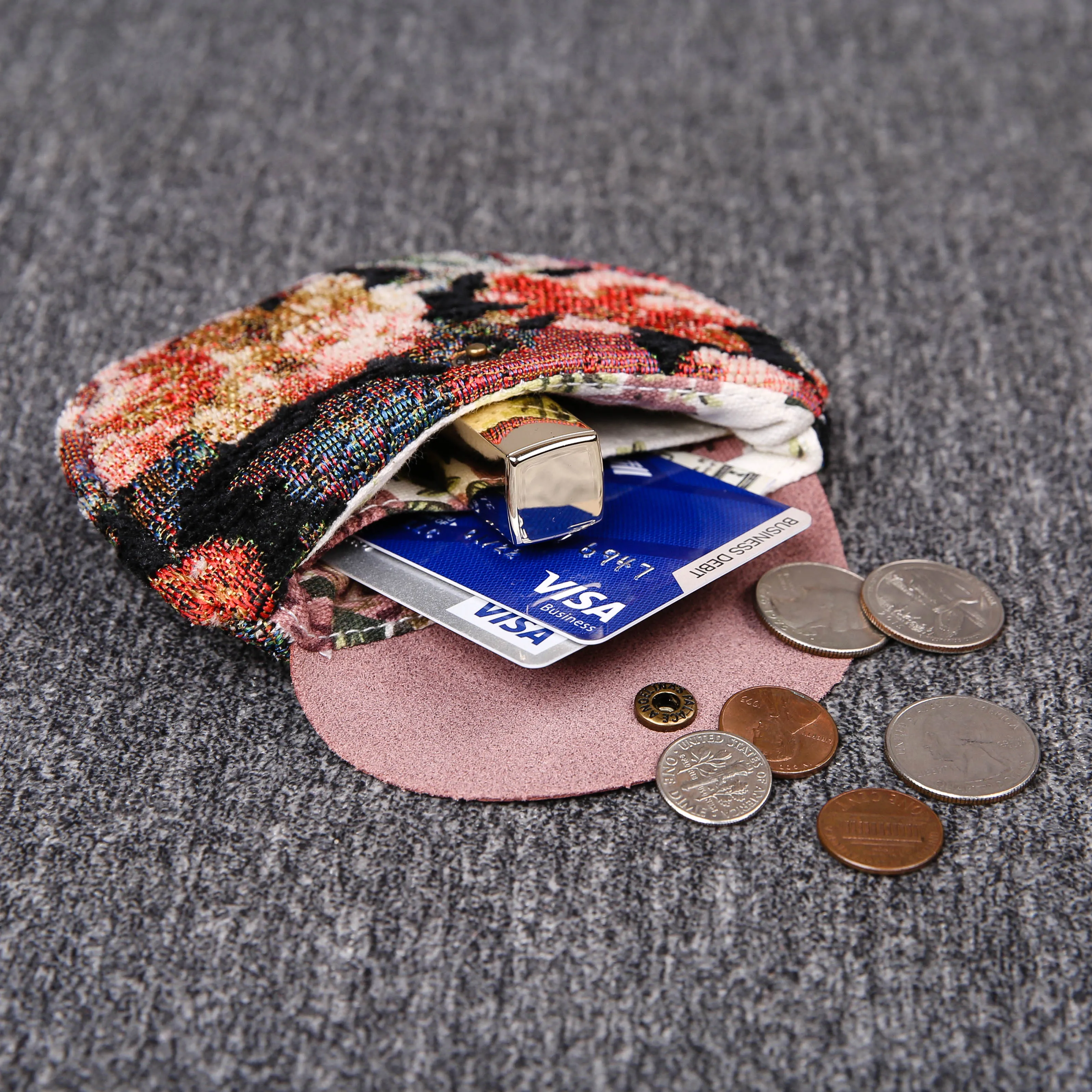 Minimalist Style Leather Carpet Coin Purse<br>Floral Rose