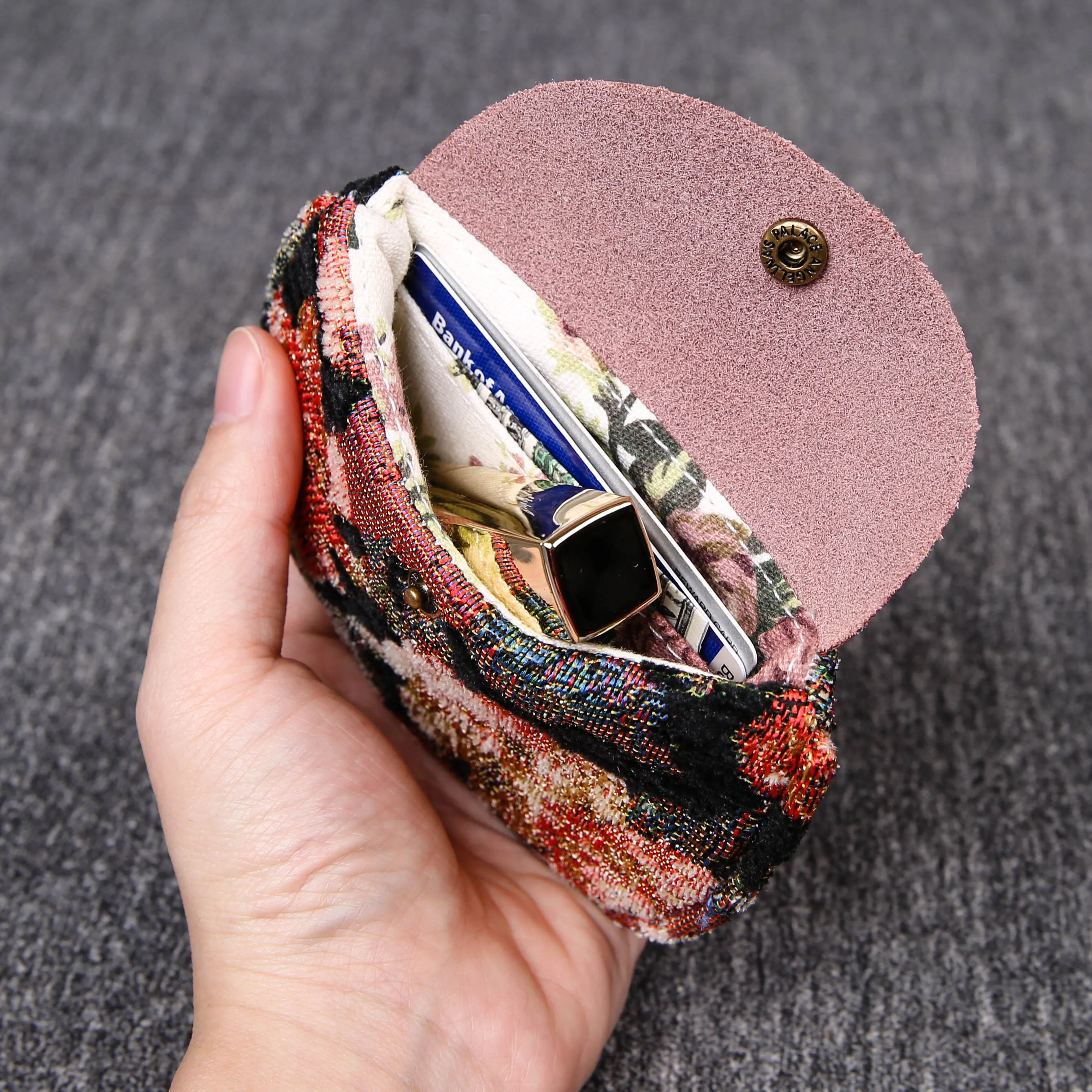 Minimalist Style Leather Carpet Coin Purse<br>Floral Rose