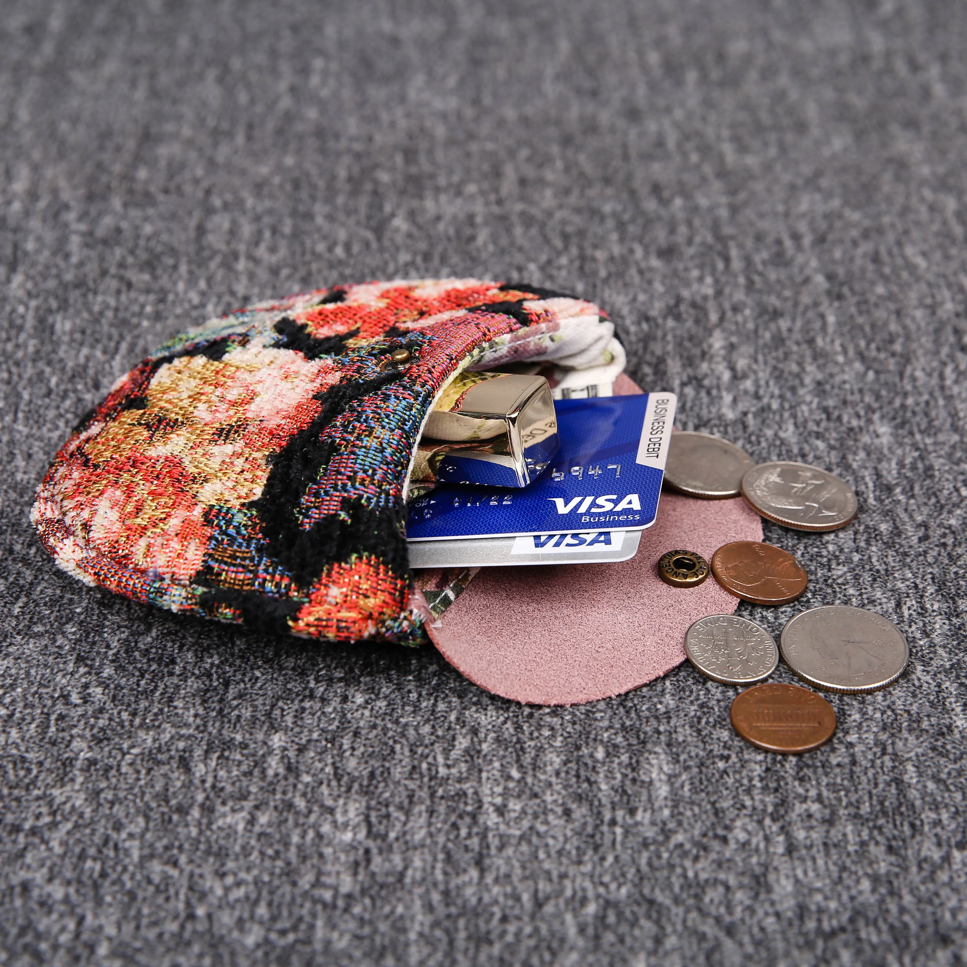 Minimalist Style Leather Carpet Coin Purse<br>Floral Rose