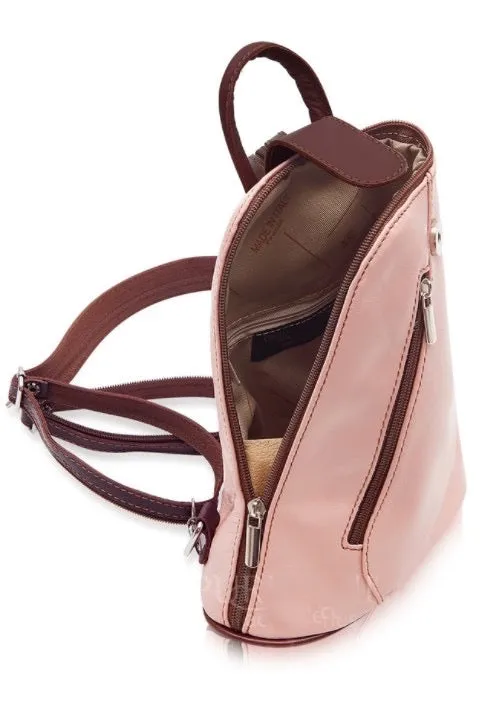 MOLLY   Small soft leather two-tone triangular backpack