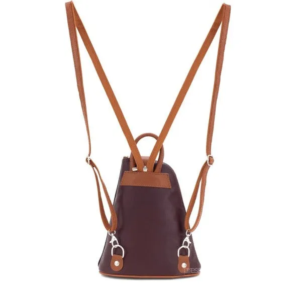 MOLLY   Small soft leather two-tone triangular backpack