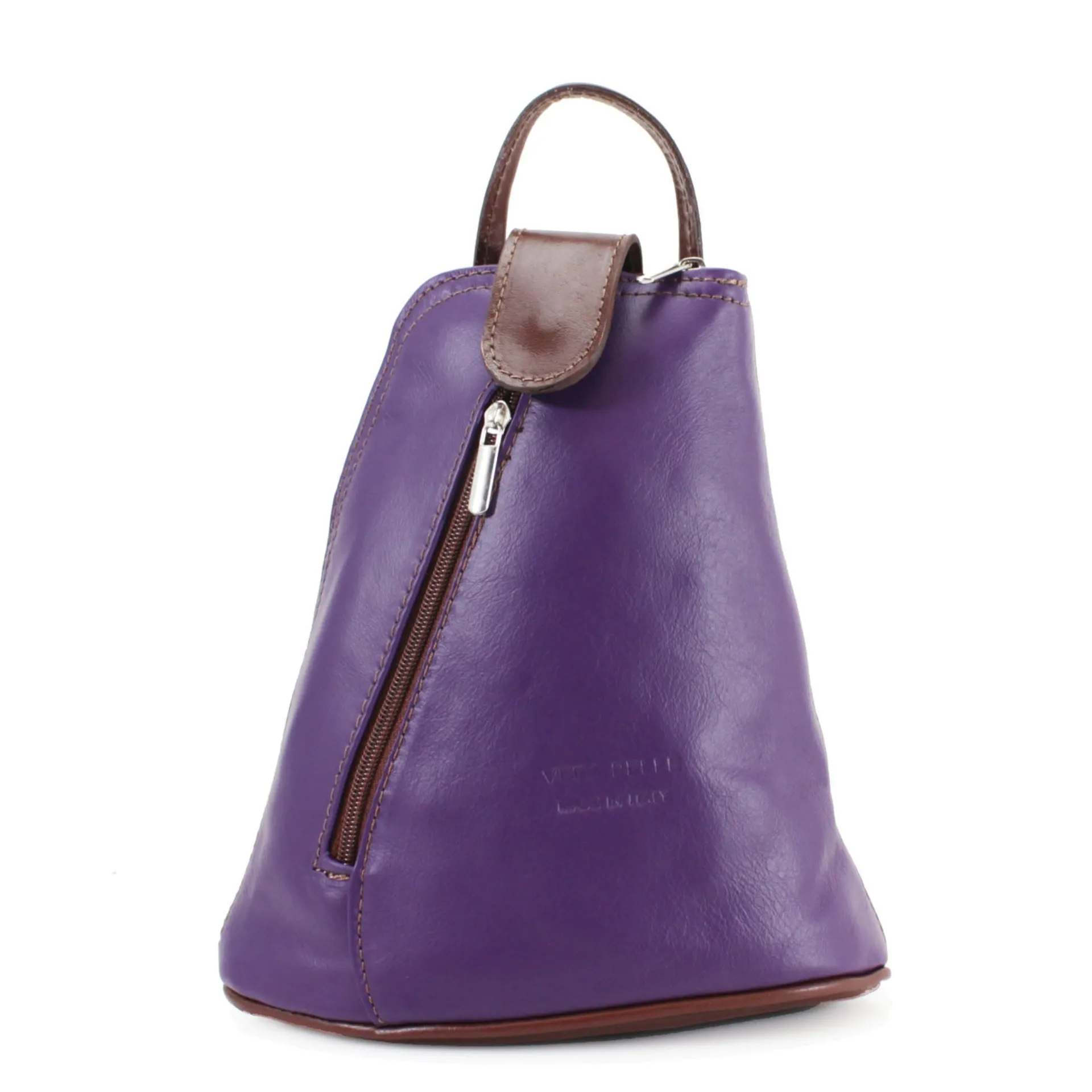 MOLLY   Small soft leather two-tone triangular backpack