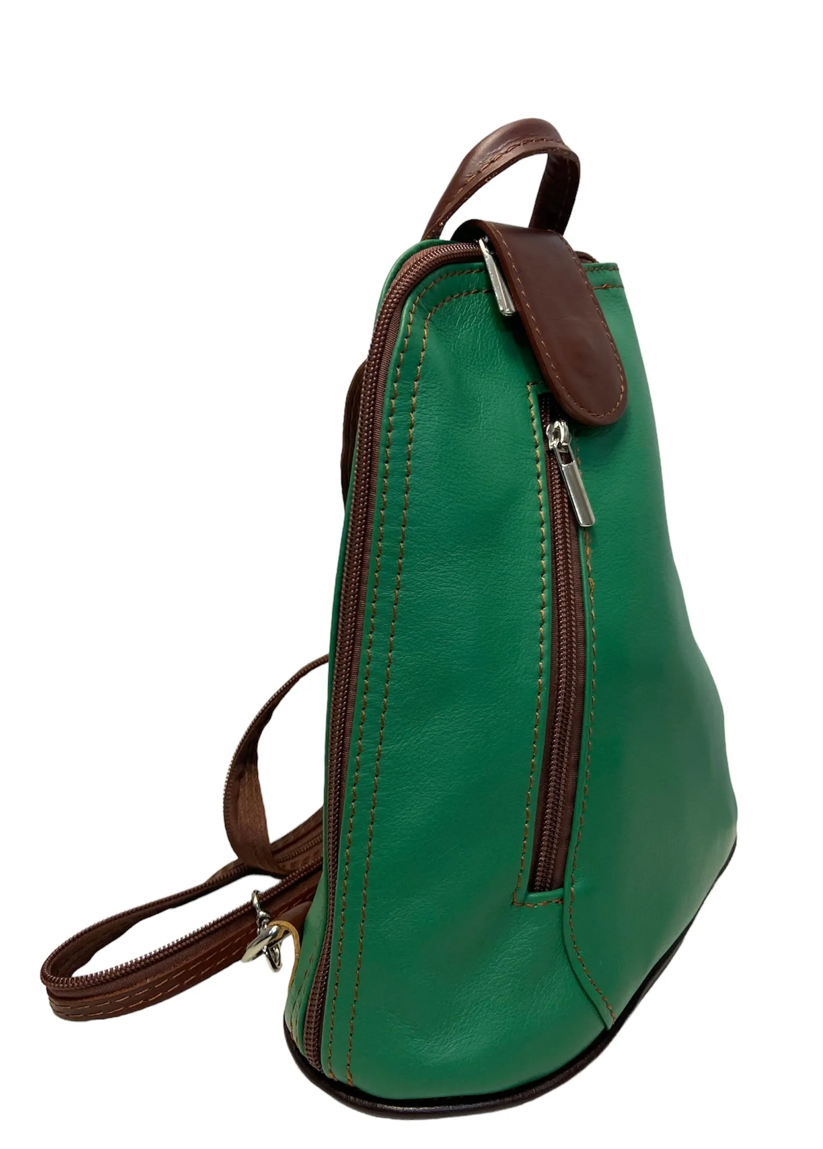 MOLLY   Small soft leather two-tone triangular backpack