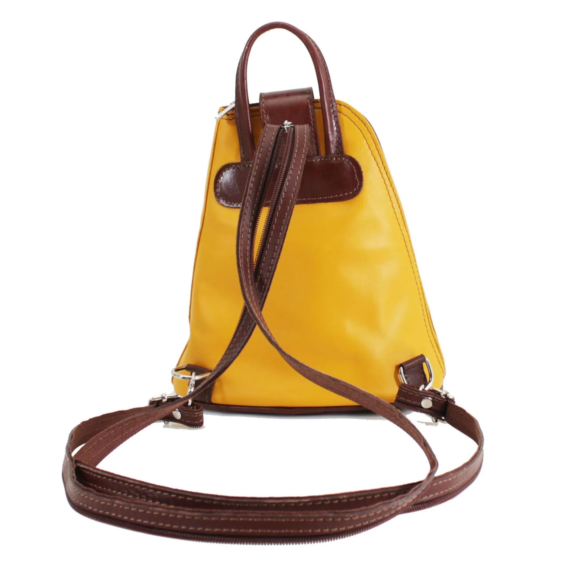 MOLLY   Small soft leather two-tone triangular backpack