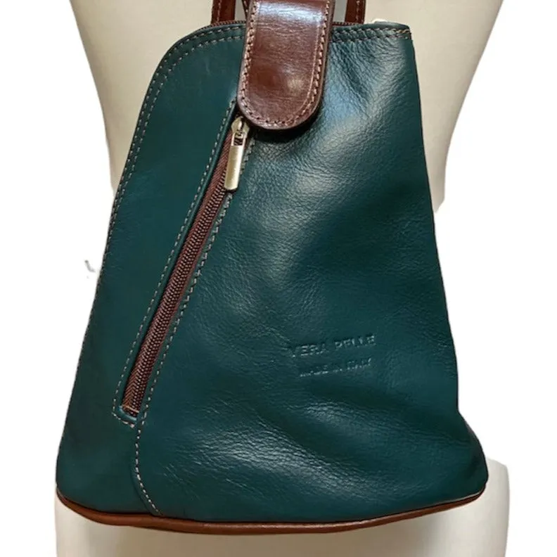 MOLLY   Small soft leather two-tone triangular backpack