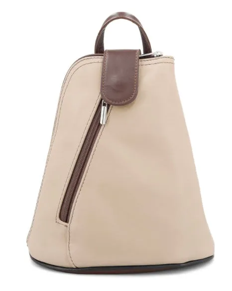 MOLLY   Small soft leather two-tone triangular backpack