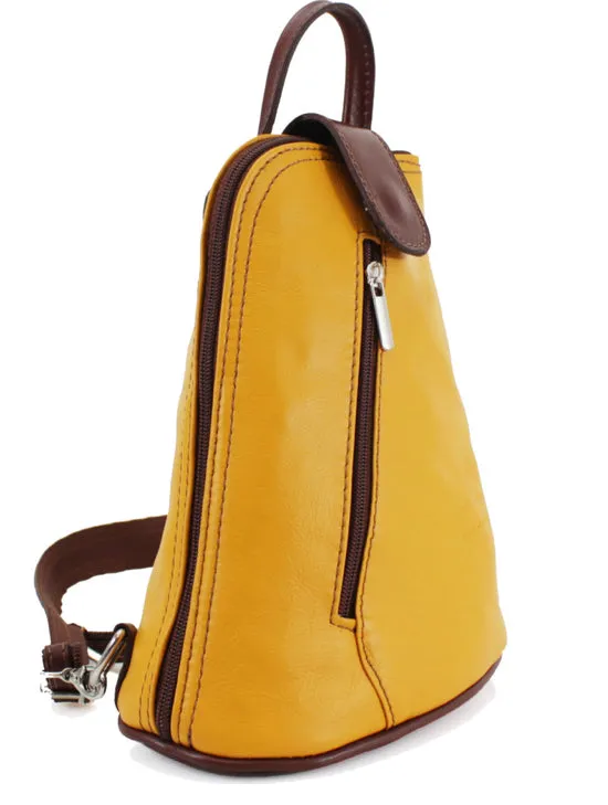 MOLLY   Small soft leather two-tone triangular backpack