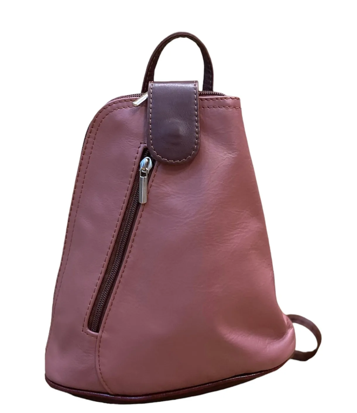 MOLLY   Small soft leather two-tone triangular backpack