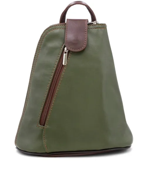 MOLLY   Small soft leather two-tone triangular backpack