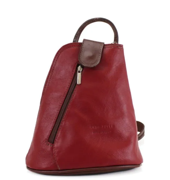 MOLLY   Small soft leather two-tone triangular backpack