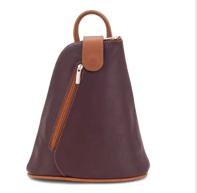 MOLLY   Small soft leather two-tone triangular backpack