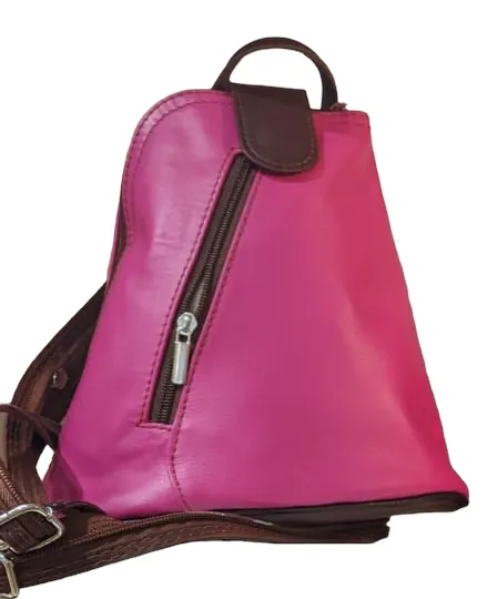 MOLLY   Small soft leather two-tone triangular backpack