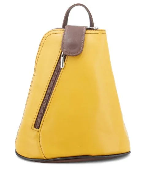 MOLLY   Small soft leather two-tone triangular backpack