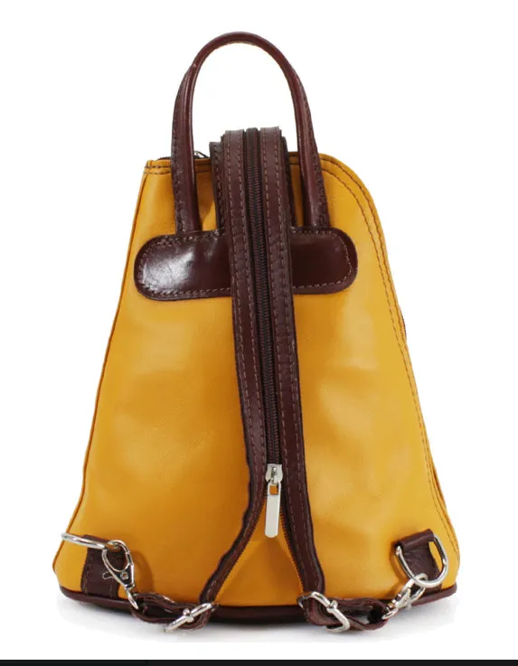 MOLLY   Small soft leather two-tone triangular backpack