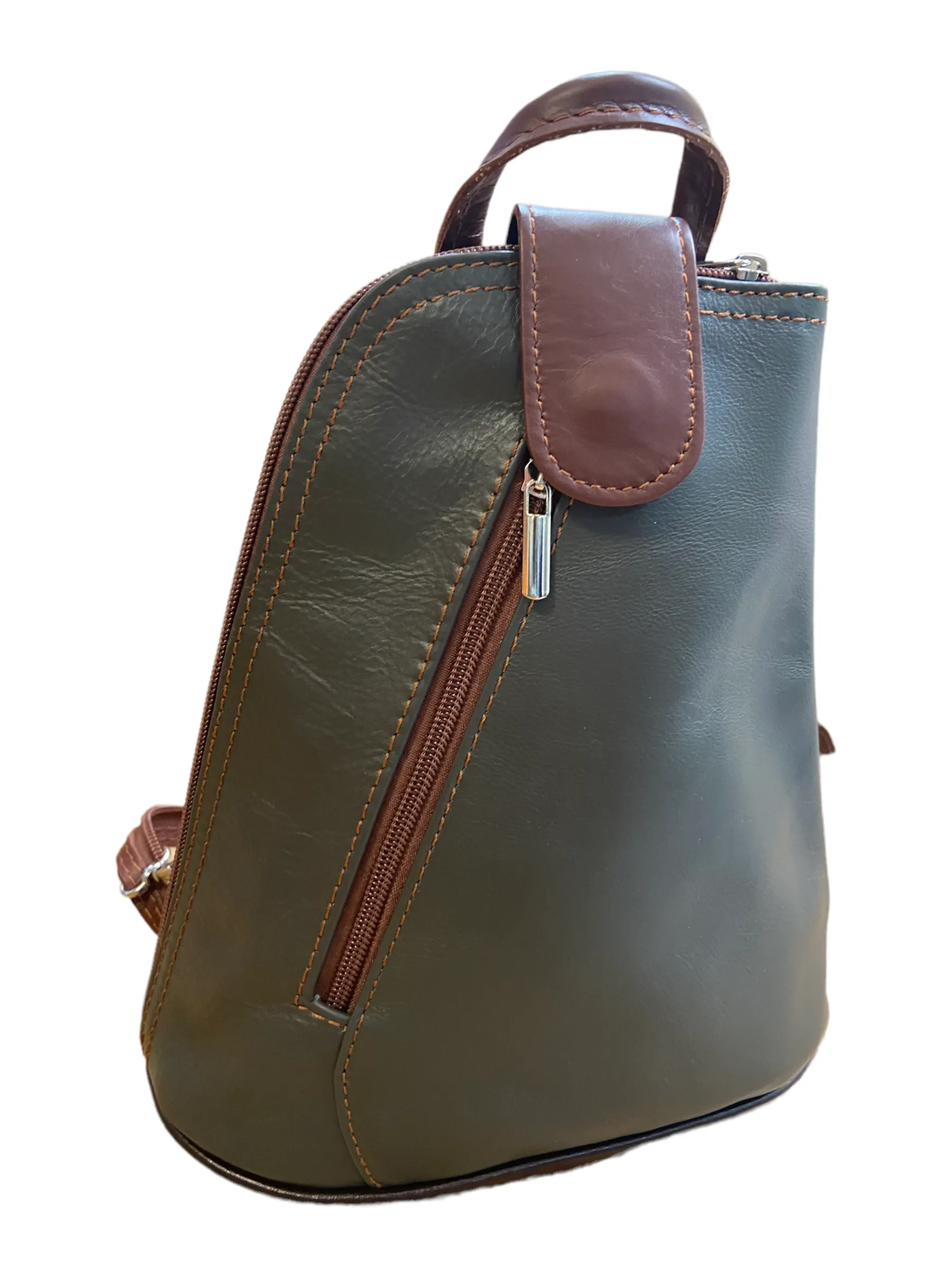 MOLLY   Small soft leather two-tone triangular backpack