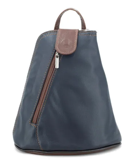 MOLLY   Small soft leather two-tone triangular backpack