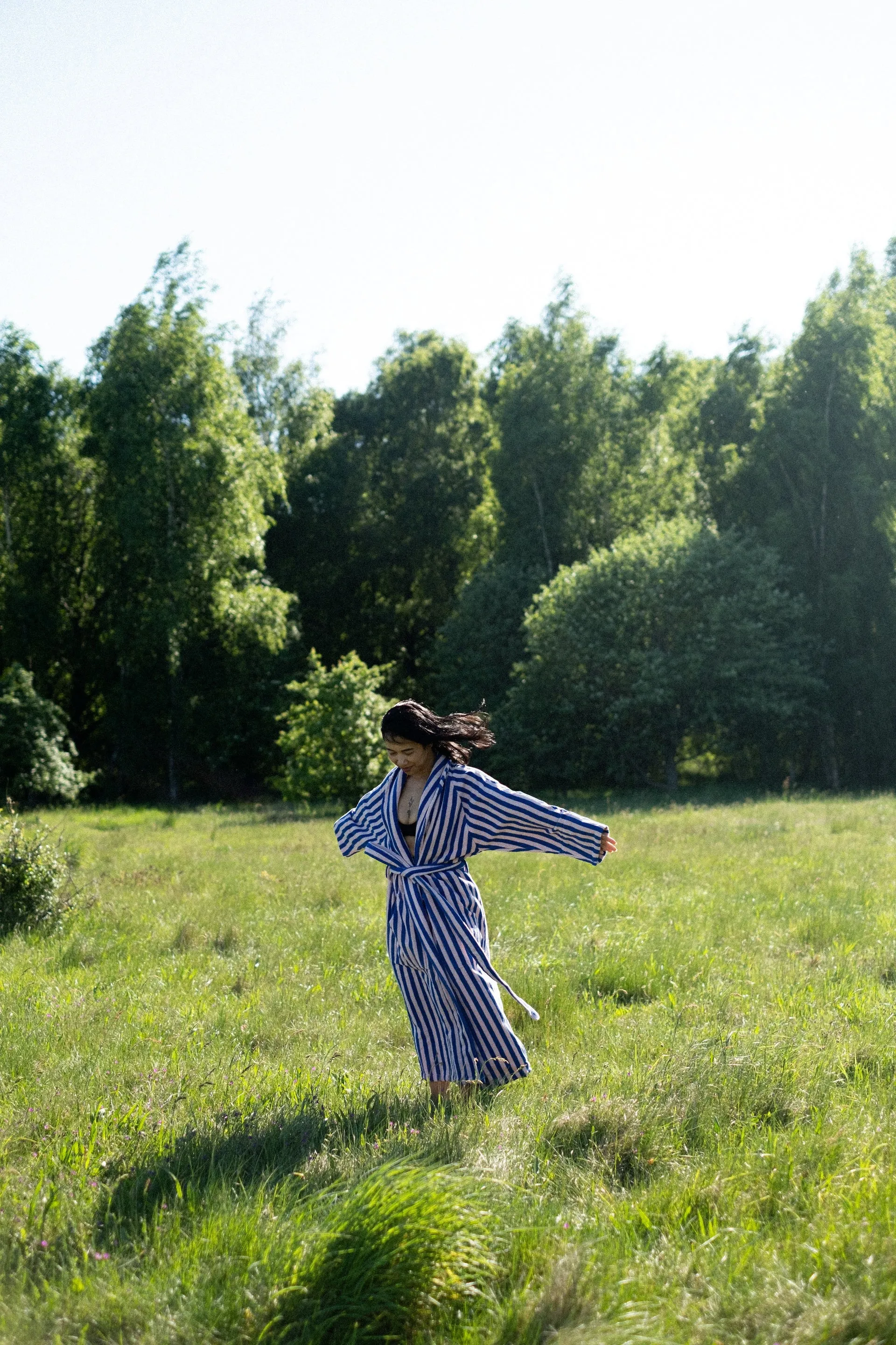 Naram Bathrobe Dazzling Blue & Rose