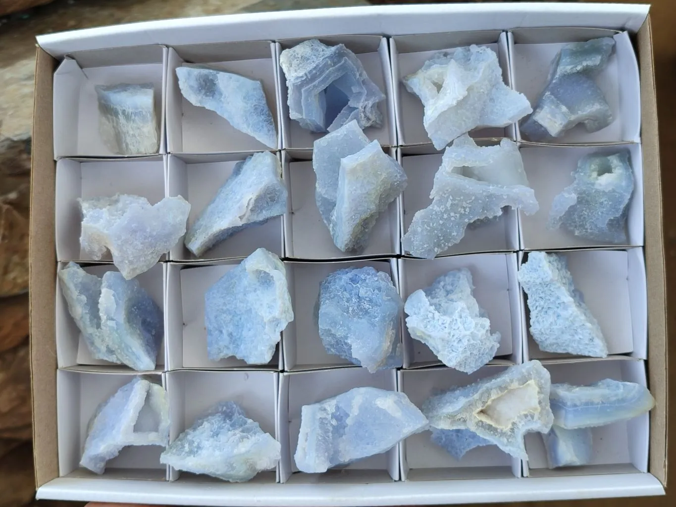 Natural Etched Blue Chalcedony Specimens x 20 From Malawi