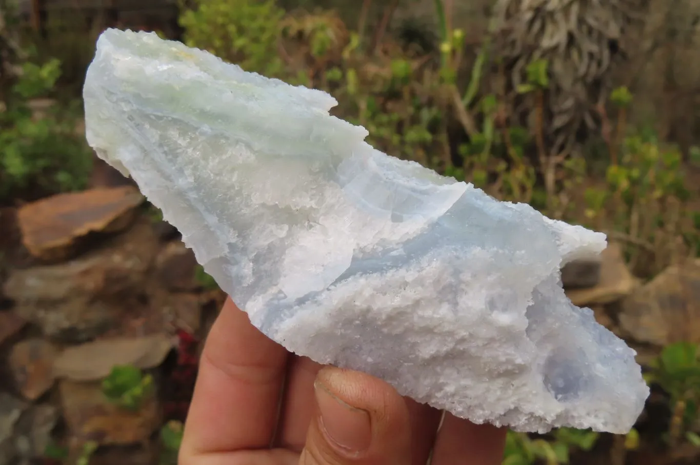 Natural Etched Blue Chalcedony Specimens x 4 From Malawi