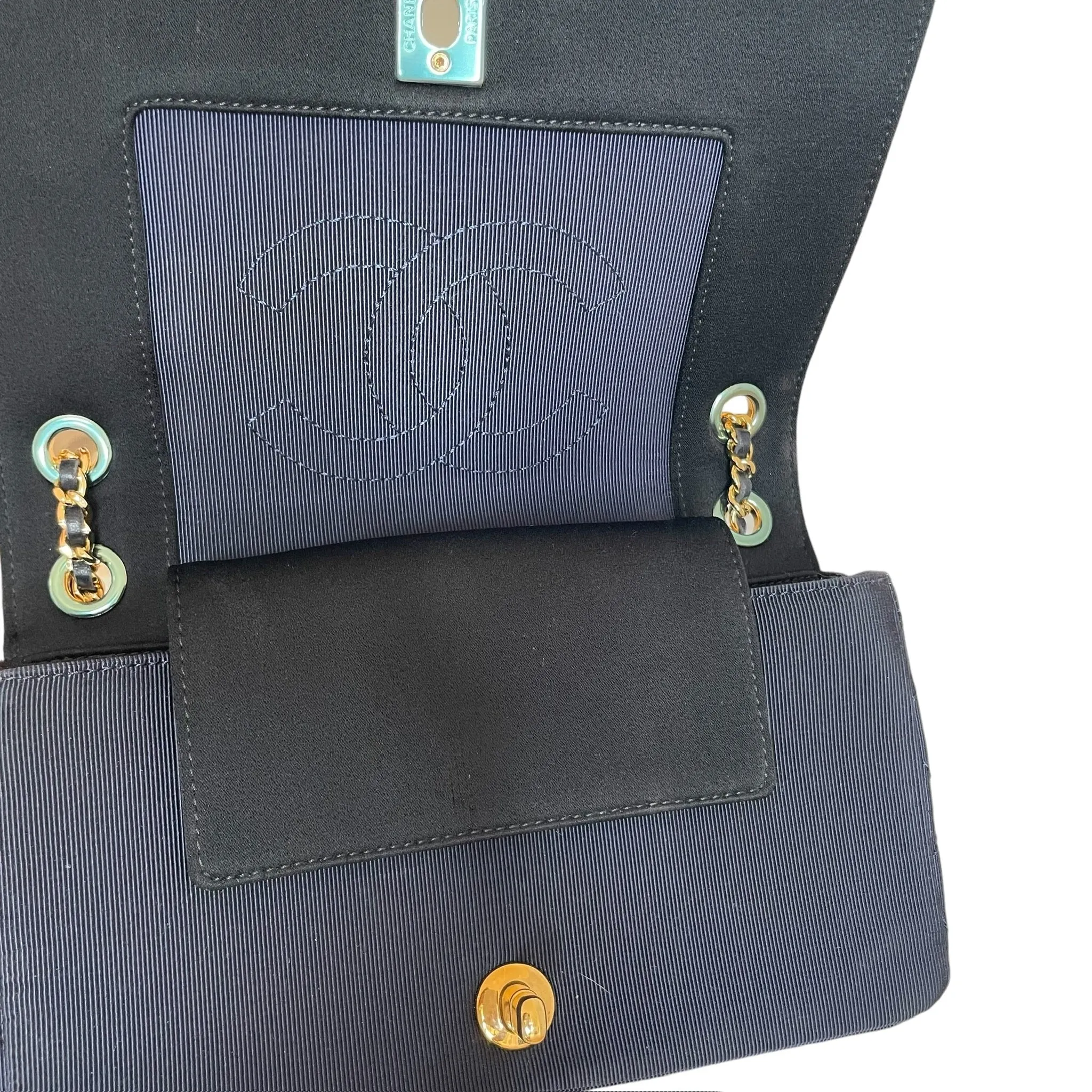 Navy Mademoiselle Flap Bag