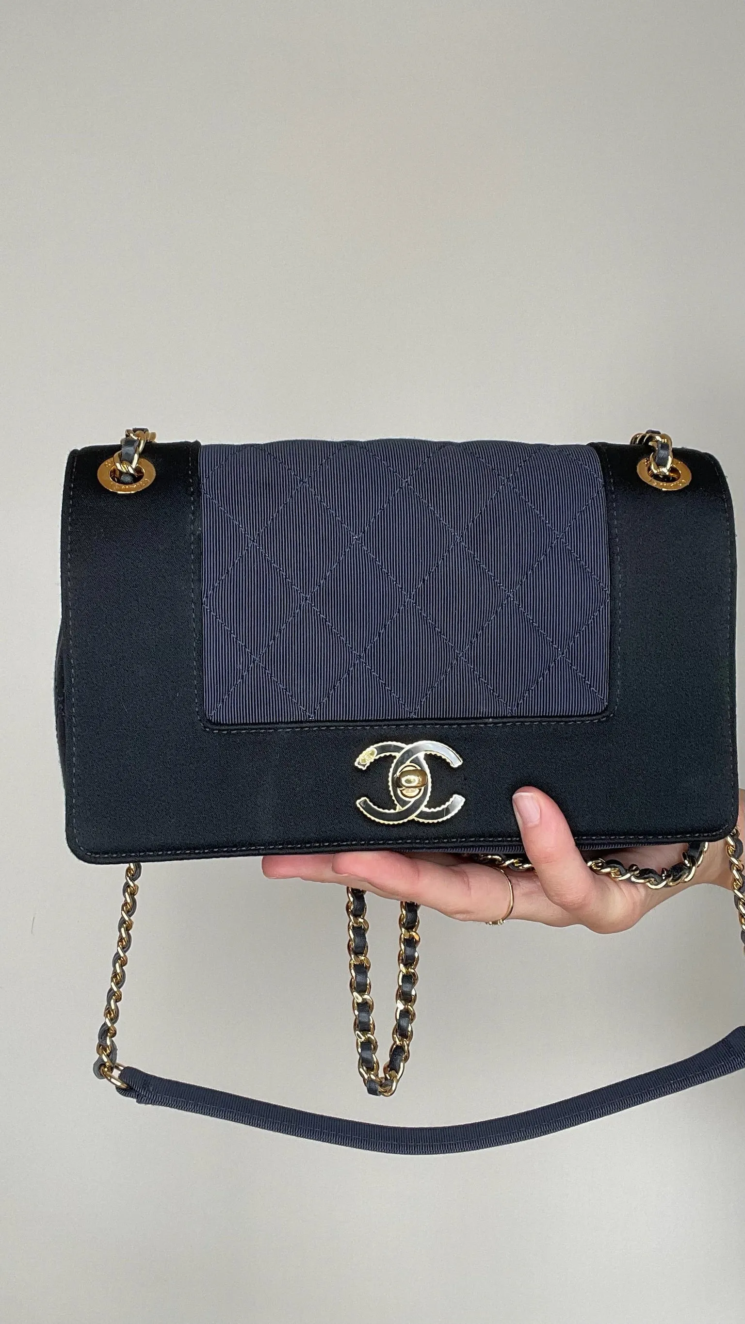 Navy Mademoiselle Flap Bag