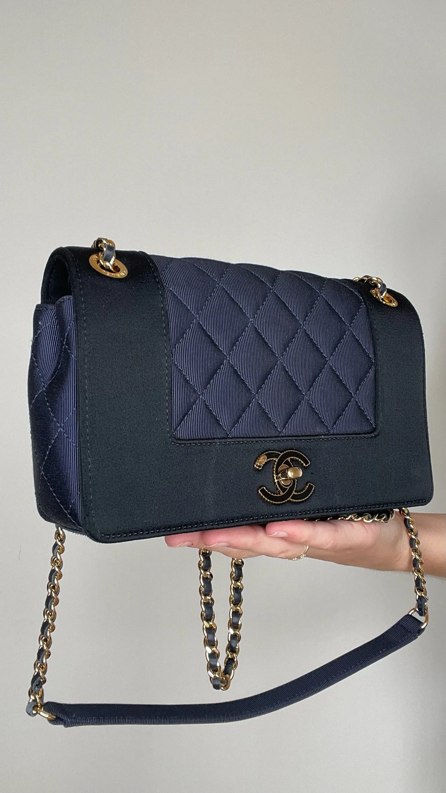 Navy Mademoiselle Flap Bag