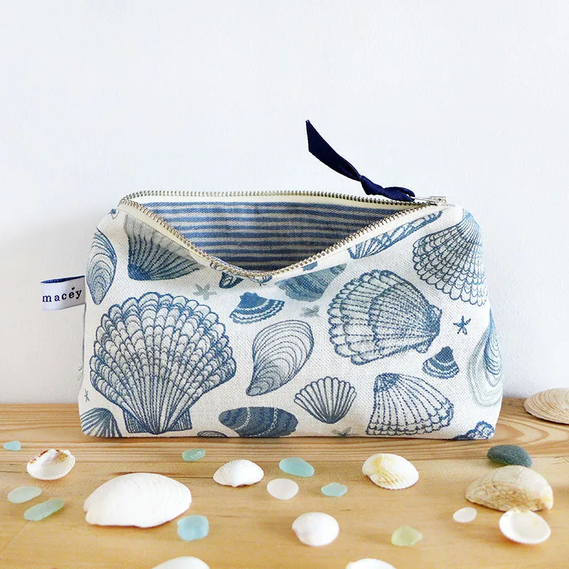 Navy Seashells Mid Pouch