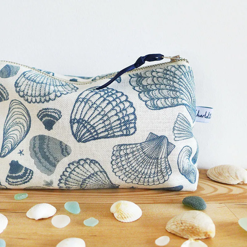 Navy Seashells Mid Pouch