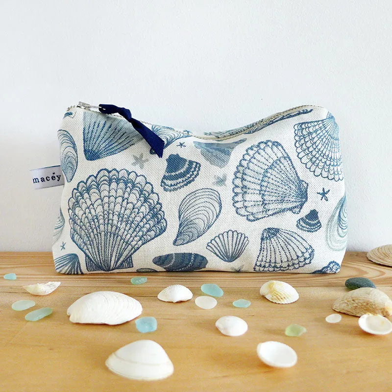 Navy Seashells Mid Pouch