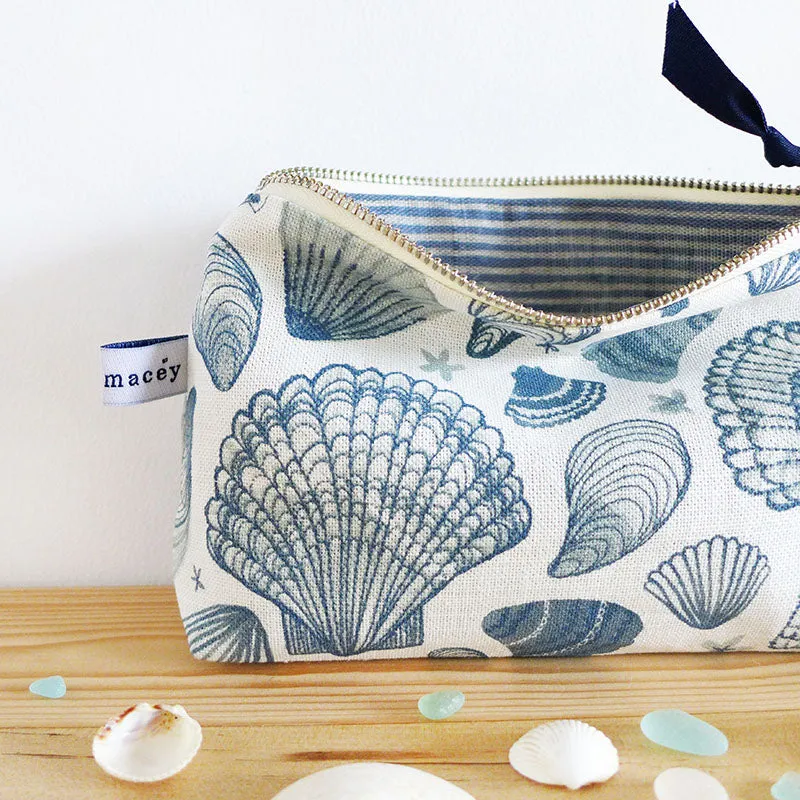 Navy Seashells Mid Pouch