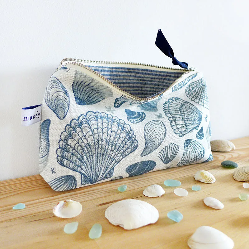 Navy Seashells Mid Pouch