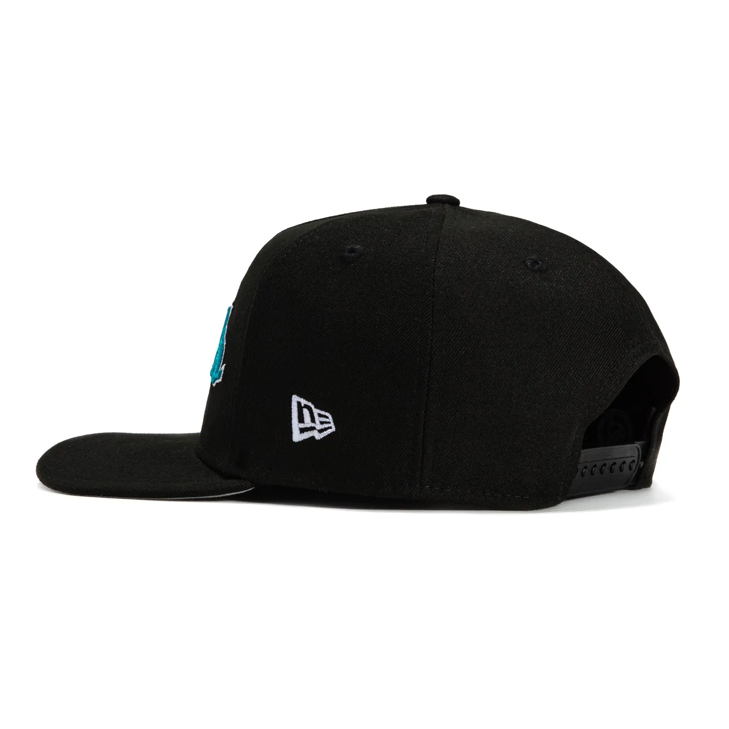 New Era 9Fifty A-Frame San Jose Sharks Logo Patch Snapback Script Hat - Black