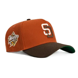 New Era 9Forty A-Frame Campfire Pack San Diego Padres 1998 World Series Patch Snapback Hat - Burnt Orange, Brown