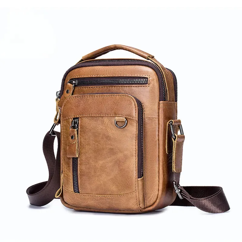 New Small Designer Men's Messenger Bag: 100% Genuine Leather Crossbody Bag