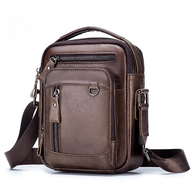 New Small Designer Men's Messenger Bag: 100% Genuine Leather Crossbody Bag