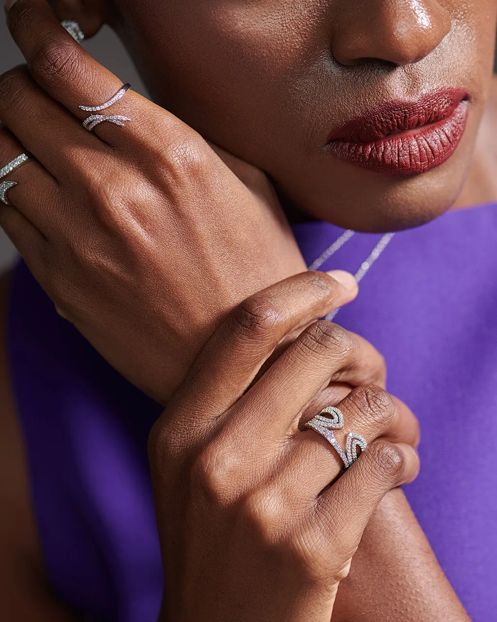 Open Leaf Diamond Ring